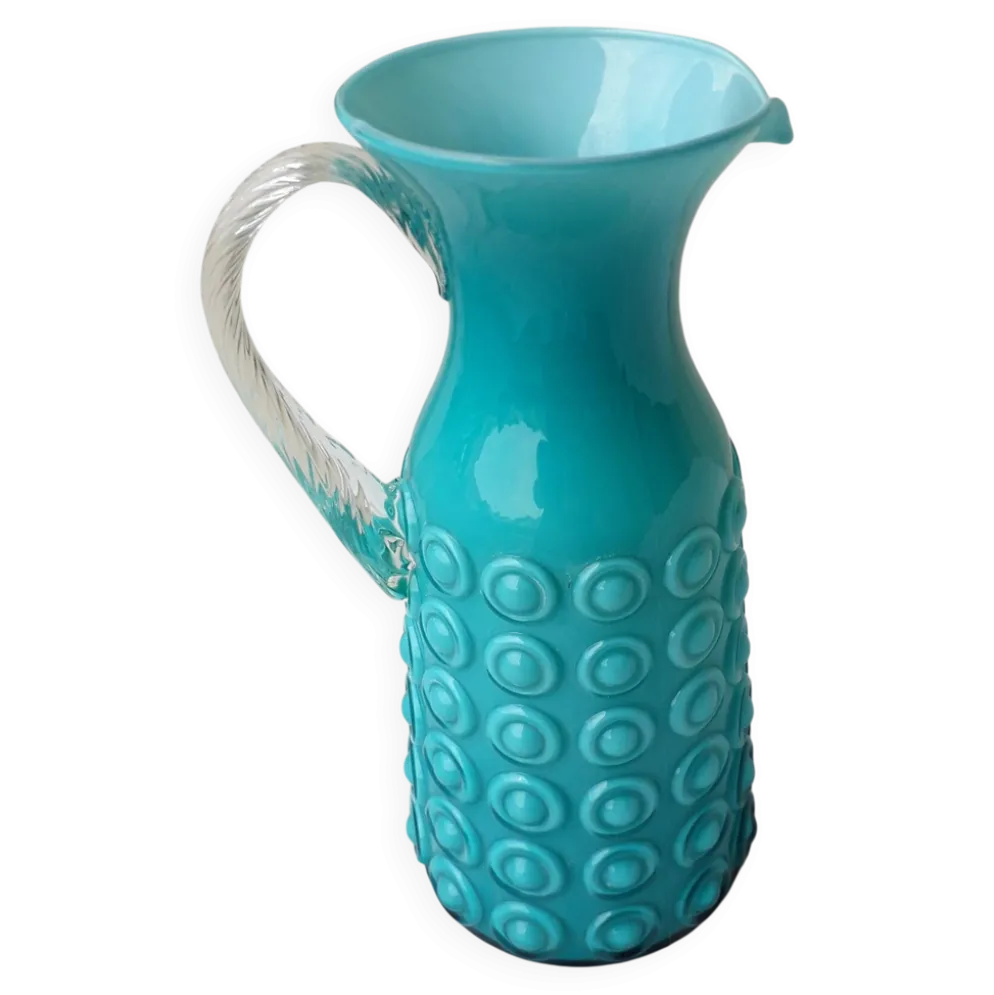 Pichet en opaline italienne turquoise