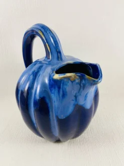 Pichet melon 1,2l grès flammé bleu cobalt alpho 199 - saint-uze vintag