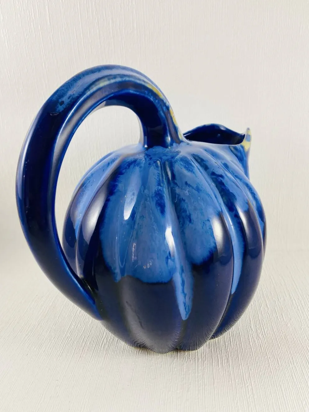 Pichet melon 1,2l grès flammé bleu cobalt alpho 199 - saint-uze vintag