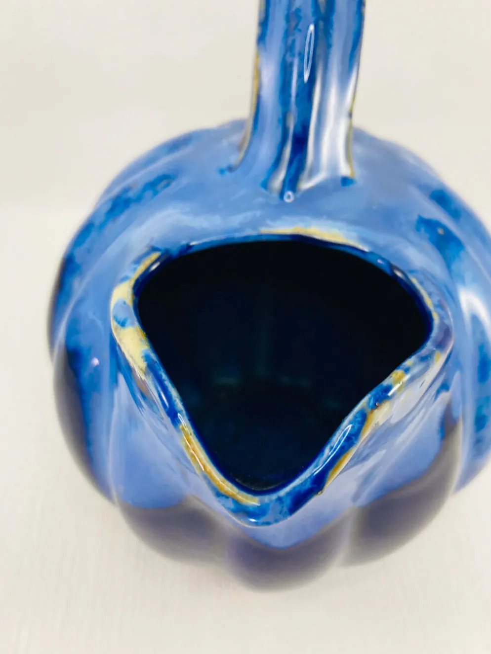 Pichet melon 1,2l grès flammé bleu cobalt alpho 199 - saint-uze vintag