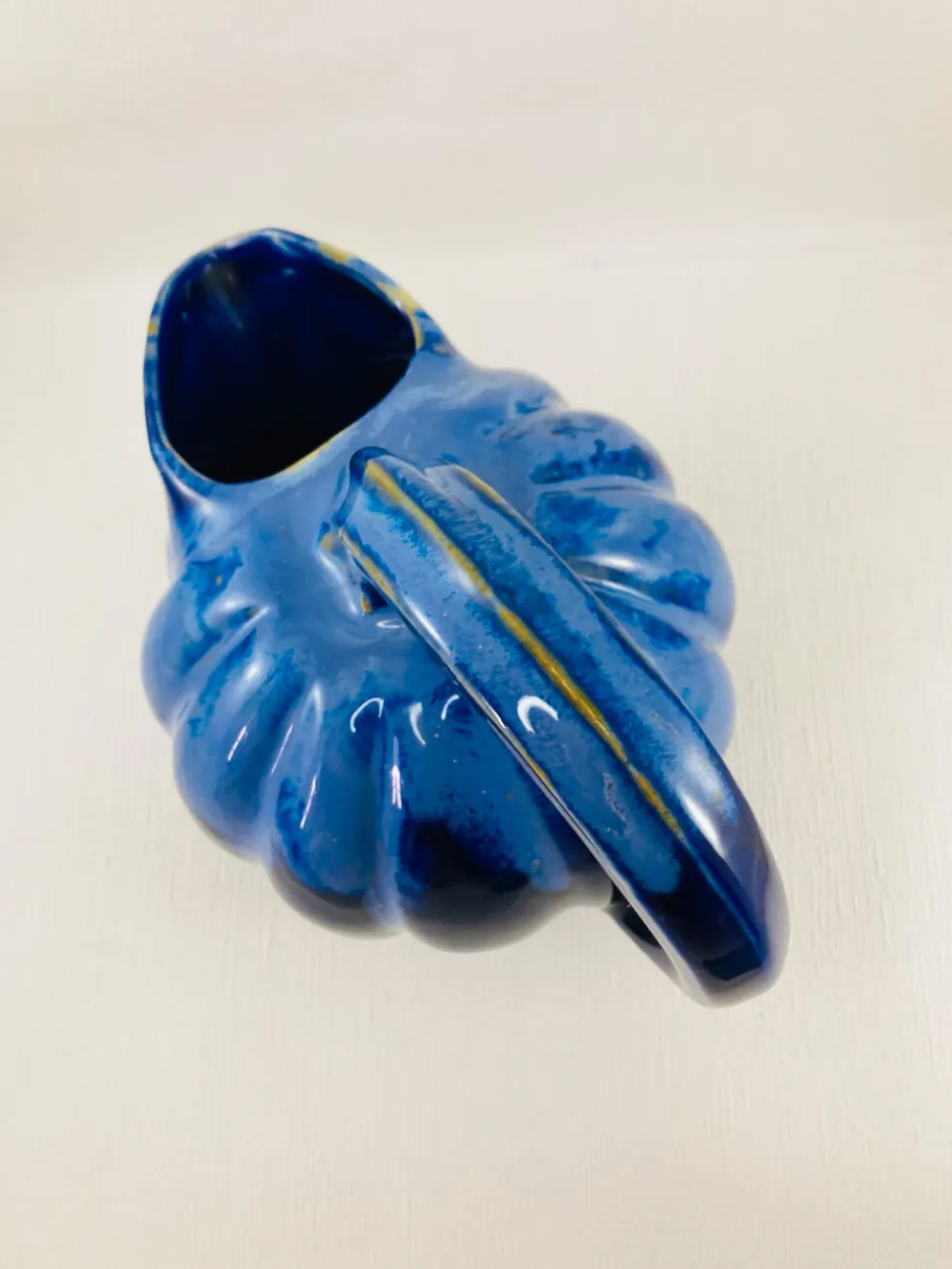 Pichet melon 1,2l grès flammé bleu cobalt alpho 199 - saint-uze vintag