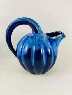 Pichet melon 1,2l grès flammé bleu cobalt alpho 199 - saint-uze vintag