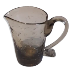 Pichet miniature en verre bullé soufflé couleur fumé
