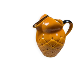 Pichet Mireille vintage en céramique jaune – Décor capitonné façon ananas années 70