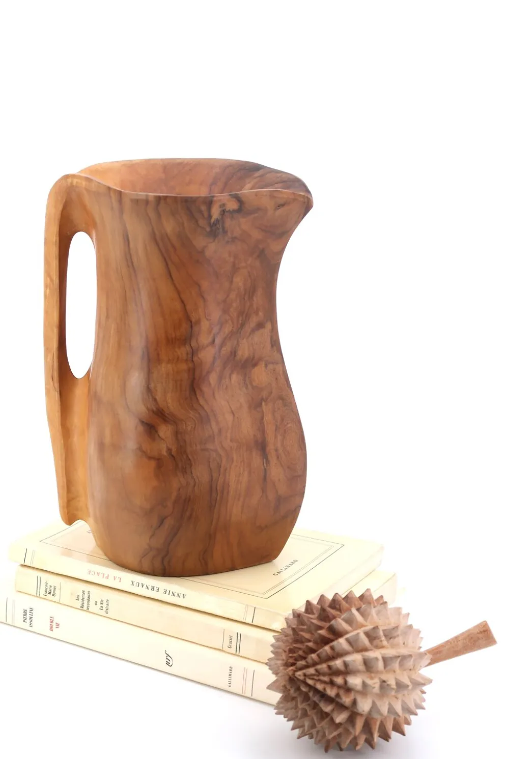 Pichet monoxyle en bois style Alexandre Noll, années 50