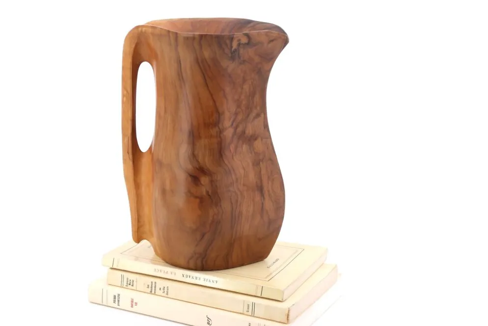 Pichet monoxyle en bois style Alexandre Noll, années 50