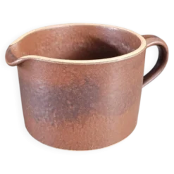Pichet - pot à crème- en faience émaillée marron
