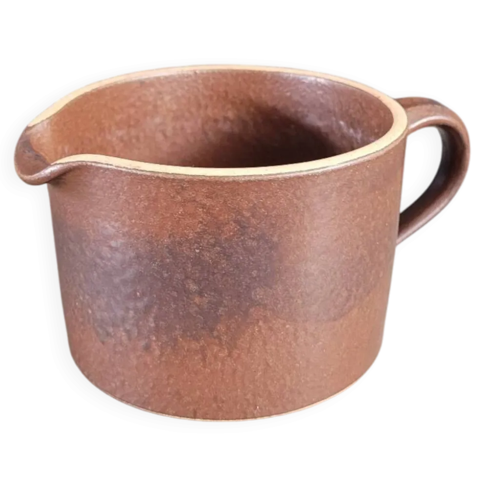 Pichet - pot à crème- en faience émaillée marron