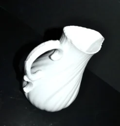 Pichet verseuse ancienne en porcelaine de Sarreguemines modèle viennois uni