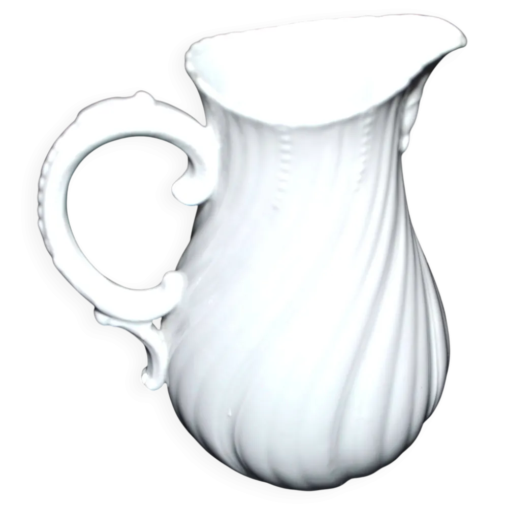 Pichet verseuse ancienne en porcelaine de Sarreguemines modèle viennois uni