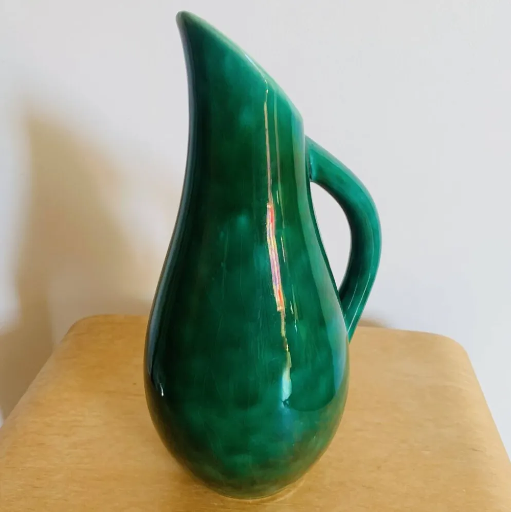 Pichet vintage en céramique émaillée verte – Grandjean Jourdan Vallauris