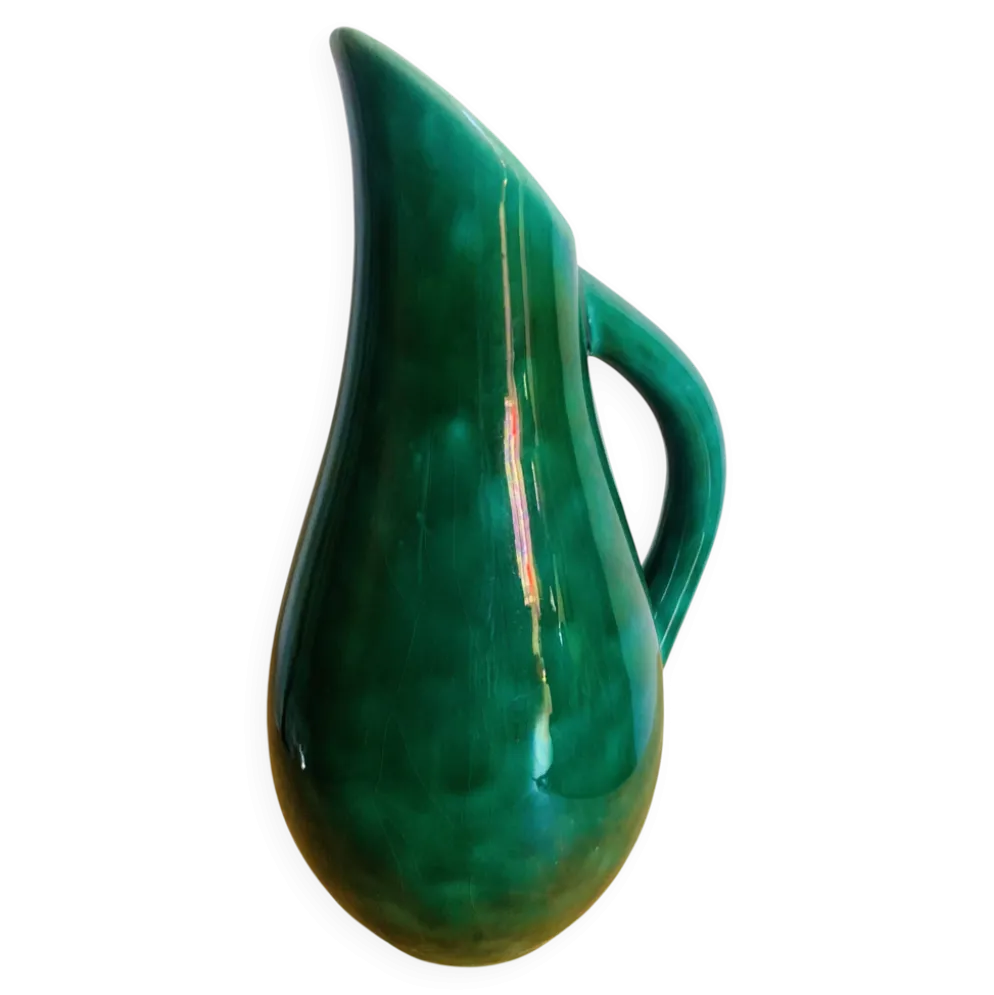 Pichet vintage en céramique émaillée verte – Grandjean Jourdan Vallauris