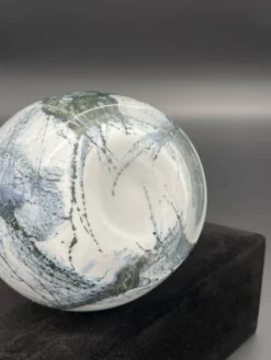 Pichet vintage en verre soufflé blanc et gris, style Murano