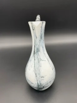 Pichet vintage en verre soufflé blanc et gris, style Murano