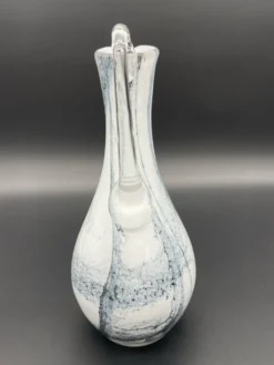 Pichet vintage en verre soufflé blanc et gris, style Murano