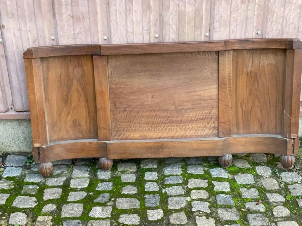 Pied de lit art déco en chêne massif 1960 136cm