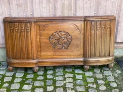 Pied de lit art déco en chêne massif 1960 136cm