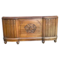 Pied de lit art déco en chêne massif 1960 136cm