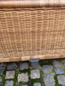 Pied de lit scandinave en bambou rotin et osier 1990 140cm