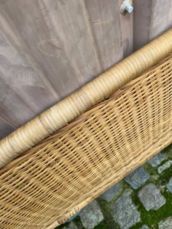 Pied de lit scandinave en bambou rotin et osier 1990 140cm