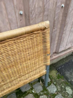 Pied de lit scandinave en bambou rotin et osier 1990 140cm