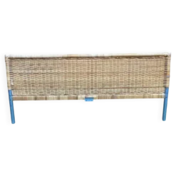 Pied de lit scandinave en bambou rotin et osier 1990 140cm