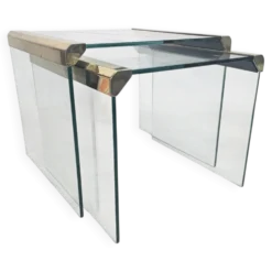 Pierangelo Gallotti & Radice - 'T35' - ensemble de 2 tables d'appoint - verre - laiton