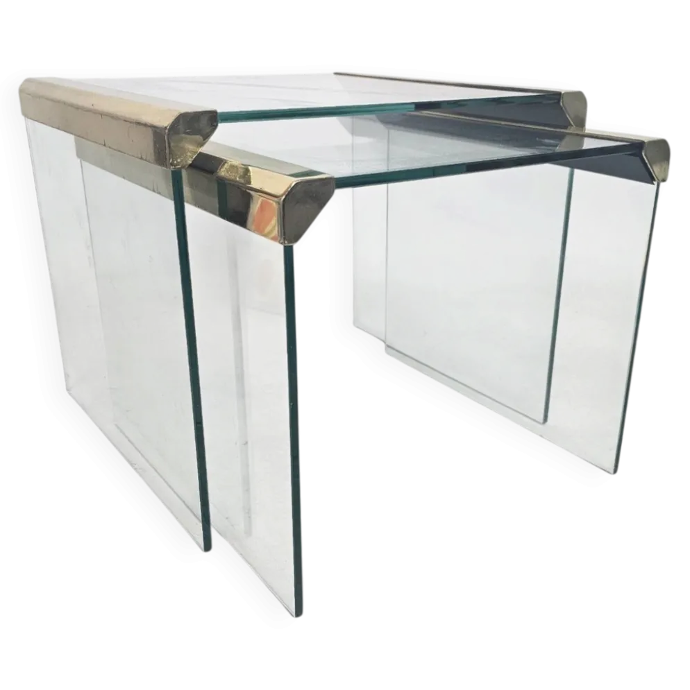 Pierangelo Gallotti & Radice - 'T35' - ensemble de 2 tables d'appoint - verre - laiton