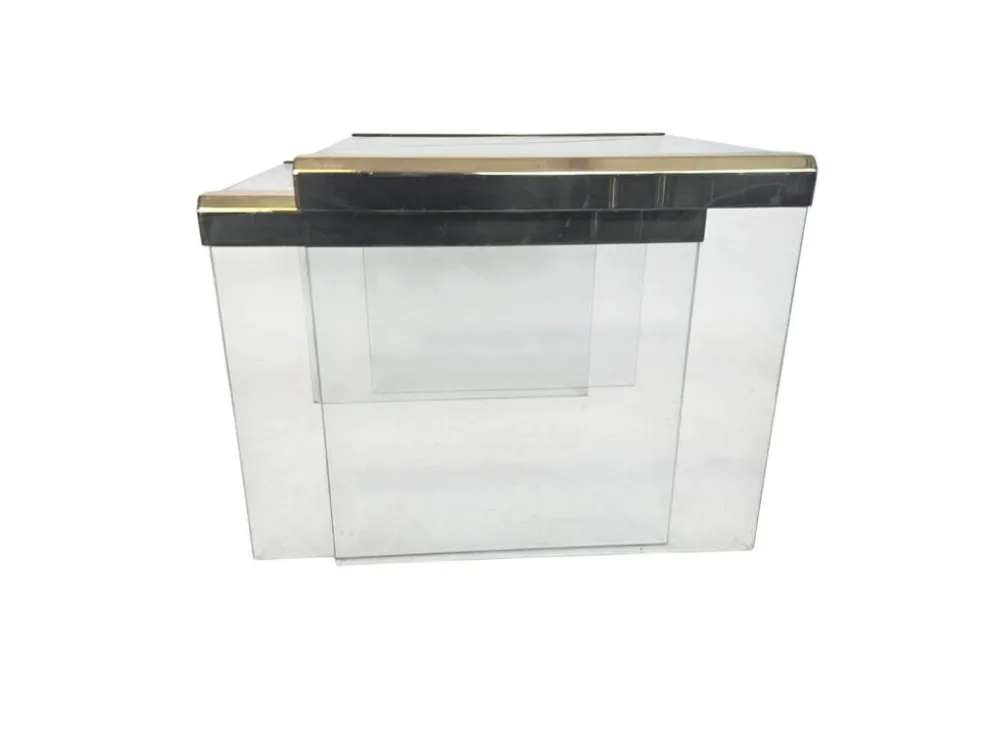 Pierangelo Gallotti & Radice - 'T35' - ensemble de 2 tables d'appoint - verre - laiton