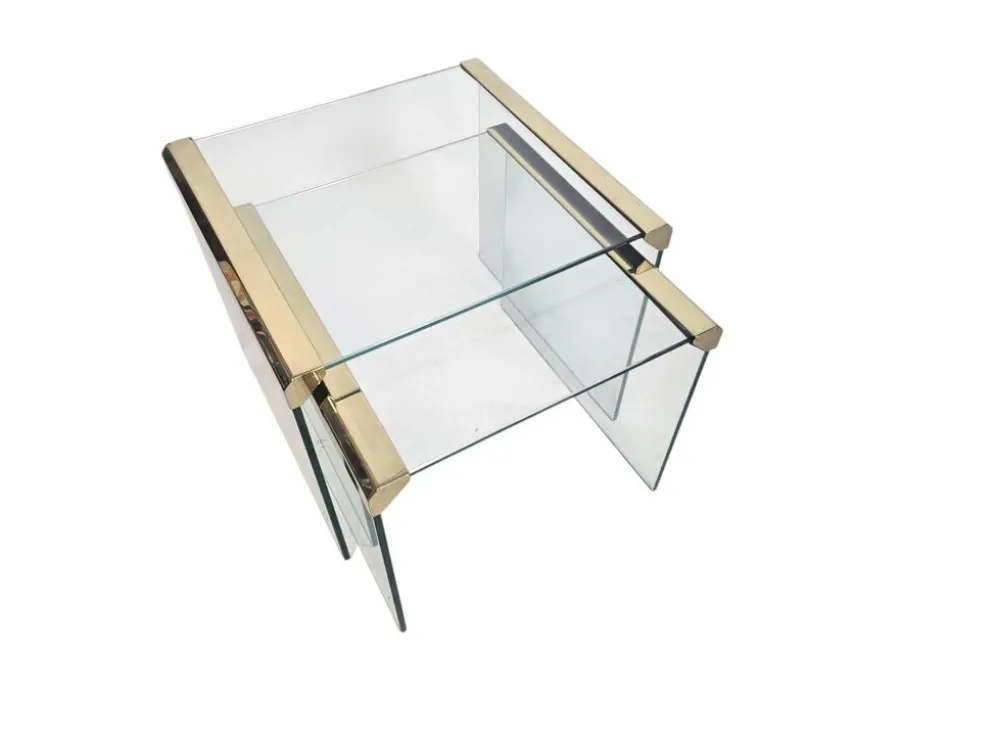 Pierangelo Gallotti & Radice - 'T35' - ensemble de 2 tables d'appoint - verre - laiton