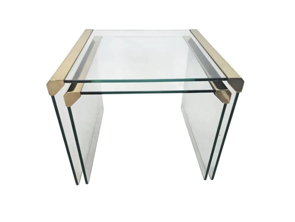 Pierangelo Gallotti & Radice - 'T35' - ensemble de 2 tables d'appoint - verre - laiton