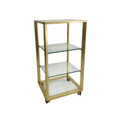 Pierre Vandel Étagère dorée sur roulettes Années 1970 Mid Century Hollywood Regency Shelving