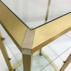 Pierre Vandel Étagère dorée sur roulettes Années 1970 Mid Century Hollywood Regency Shelving