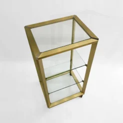 Pierre Vandel Étagère dorée sur roulettes Années 1970 Mid Century Hollywood Regency Shelving
