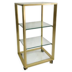 Pierre Vandel Étagère dorée sur roulettes Années 1970 Mid Century Hollywood Regency Shelving