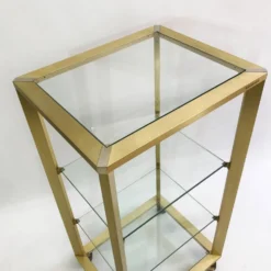 Pierre Vandel Étagère dorée sur roulettes Années 1970 Mid Century Hollywood Regency Shelving