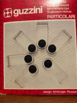 5 pinces serviette Guzzini 80s, design Ambrogio Rossari