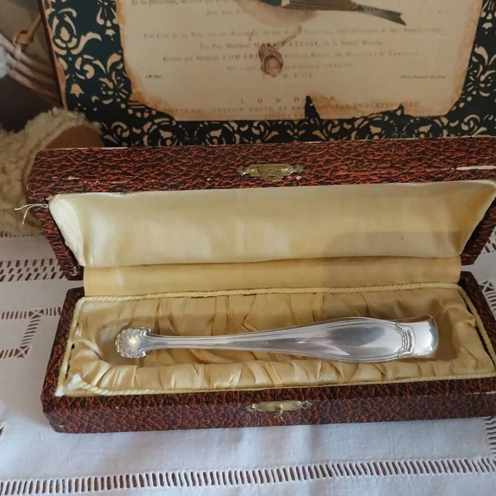 Pince à sucre en métal argent art nouveau