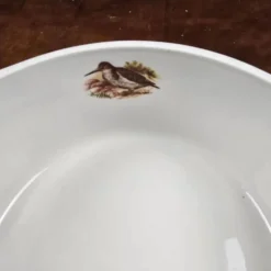 Plat ancien porcelaine à feu Sarreguemines Digoin – Décor chasse