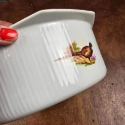 Plat ancien porcelaine à feu Sarreguemines Digoin – Décor chasse