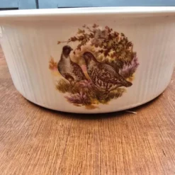 Plat ancien porcelaine à feu Sarreguemines Digoin – Décor chasse