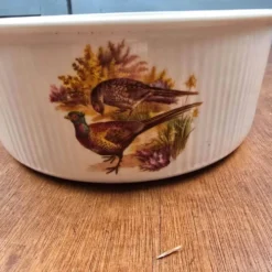 Plat ancien porcelaine à feu Sarreguemines Digoin – Décor chasse