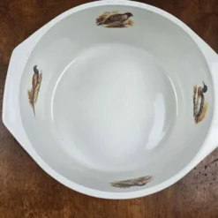 Plat ancien porcelaine à feu Sarreguemines Digoin – Décor chasse