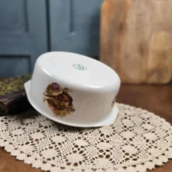 Plat ancien porcelaine à feu Sarreguemines Digoin – Décor chasse