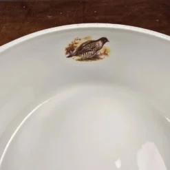 Plat ancien porcelaine à feu Sarreguemines Digoin – Décor chasse