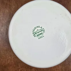 Plat ancien porcelaine à feu Sarreguemines Digoin – Décor chasse