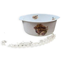 Plat ancien porcelaine à feu Sarreguemines Digoin – Décor chasse