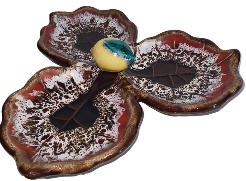 Plat apéritif / Coupelle tripode en céramique – Vallauris – Vintage