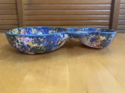 Plat apéro mendiant style morvan céramique polychrome vintage #e131