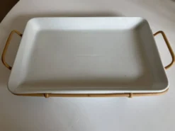 Plat Arabia Finland en faÏence et rotin 1960